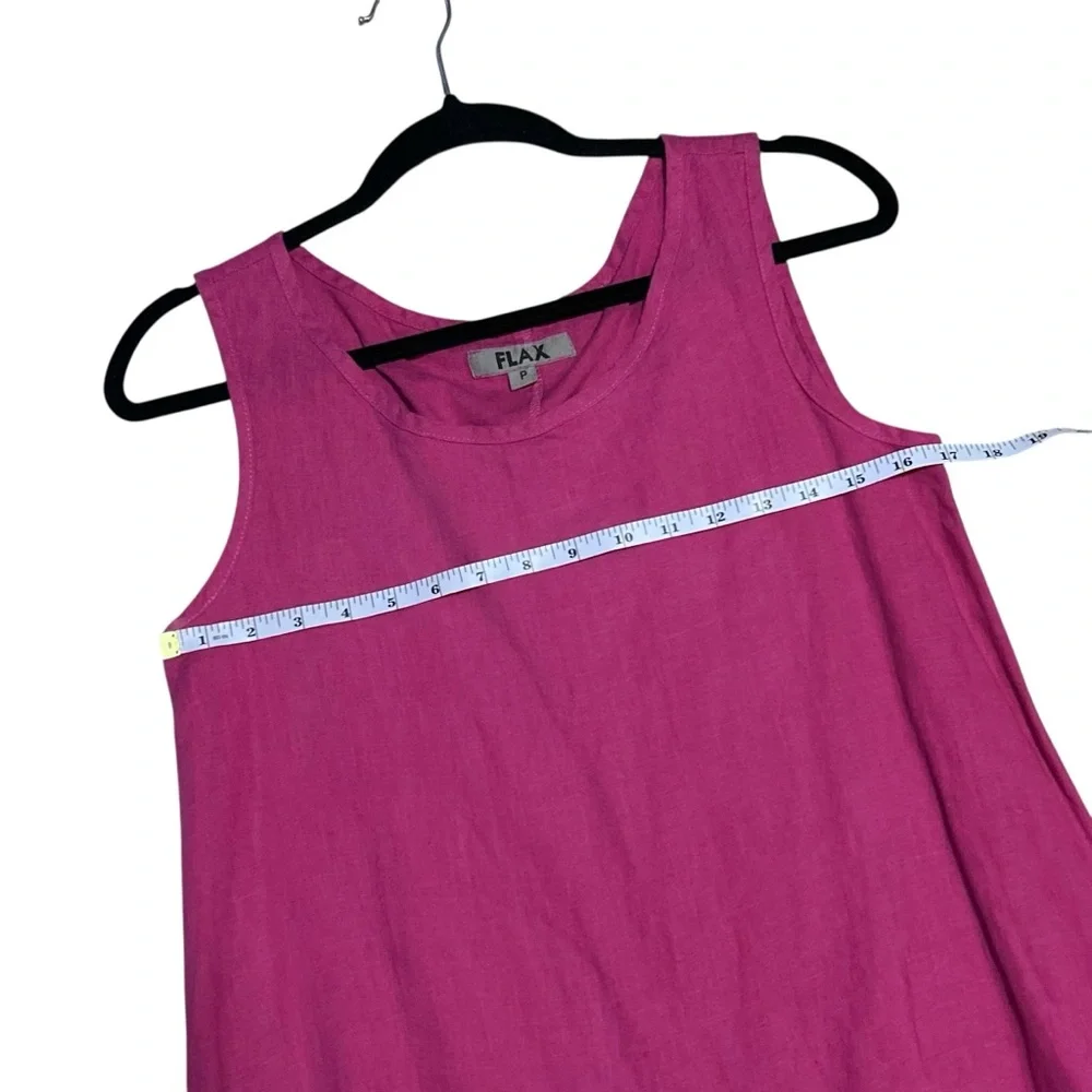 FLAX Pink Sleeveless Ruffle Hem Linen Midi Dress P (4/6) - Picture 6 of 13